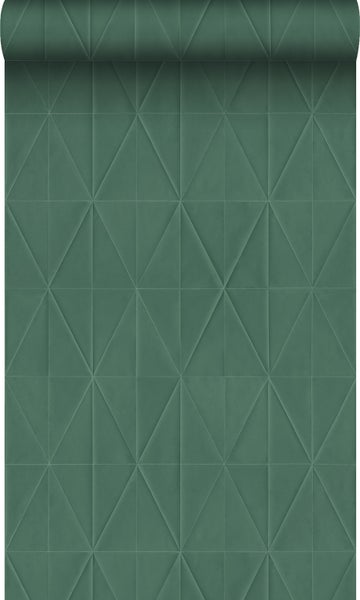 Origin Wallcoverings Öko-Strukturtapete Origami-Muster Dunkelgrün - 0,53 x 10,05 m - 347859