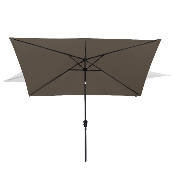 VONROC Sonnenschirm rechteckig 200x300 - Rechteckiger Sonnenschirm für Terasse, Garten, Balkon, Gastro - Knickbar, Kurbel, Wetterfest - Rapallo (Taupe)