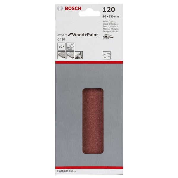 Bosch Schleifblatt-Set C430 Expert for Wood 10tlg. ungelocht gespannt 93x230 mm 120 - 2608605313
