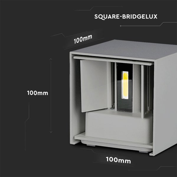V-TAC VT-759-12-G - Graue LED-Wandleuchten - Quadratisch - Bridgelux - IP65 - 12W - 1100 Lumen -
