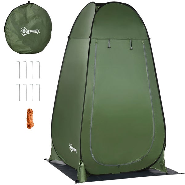 Outsunny Pop-up-Umkleidezelt in Olivgrün inklusive Tragetasche, Heringen und Seil für Camping und Outdoor.
