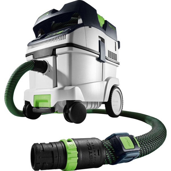 Festool Absaugmobil Cleantec mit Saugschlauch und Rollen für Werkstatt und Baustelle.
