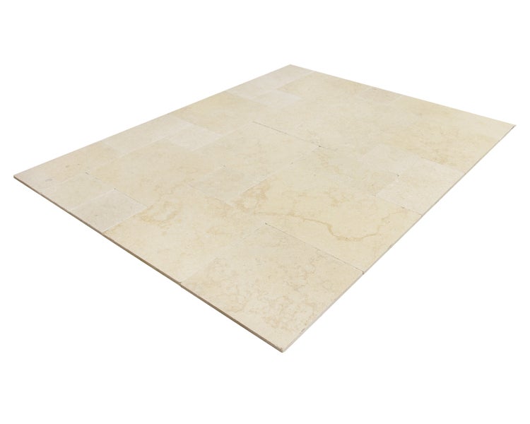 Wohnrausch Kalkstein Fliesen CLEOPATRA GOLD Römischer Verband 1,2 cm, getrommelt, gelb, beige