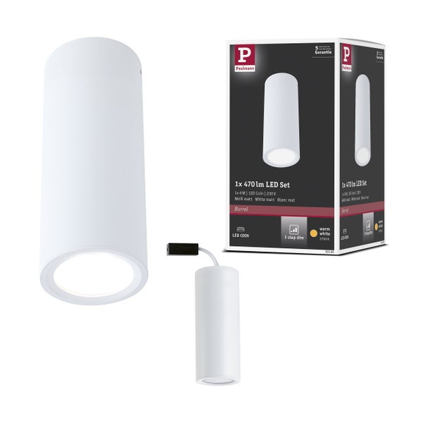 LED Deckenleuchte 3-Step-Dim Barrel 2700K 470lm 230V 6W dimmbar Weiß matt