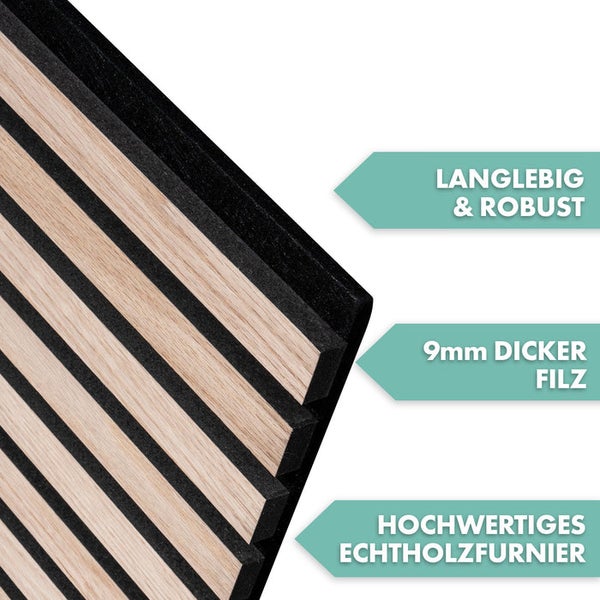 Akustikpaneel mit Echtholzfurnier und 9 mm dickem Filz