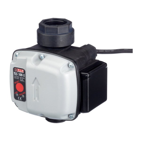 Trockenlaufschutz T.I.P. TLS 100 E für Gartenpumpen und Hauswasserwerke mit Reset Taste, integrierter Steckdose und Anschlusskabel.