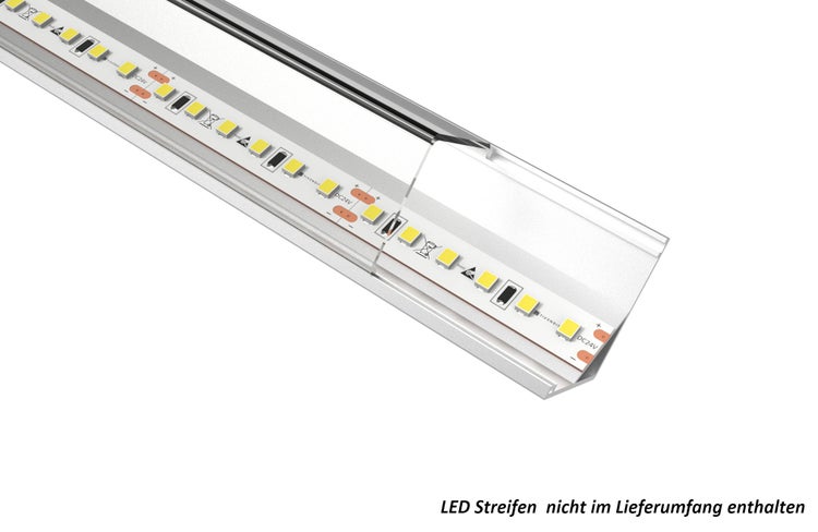 TIVENDIS Led Alu Profil 2 m ER9010 Komplett Set für Strip / Streifen bis 10 mm breit | Abdeckung transparent klar, Endkappen, Befestigungclips | L-Form Winkel Ecke Winkelprofil Eckprofil eloxiert