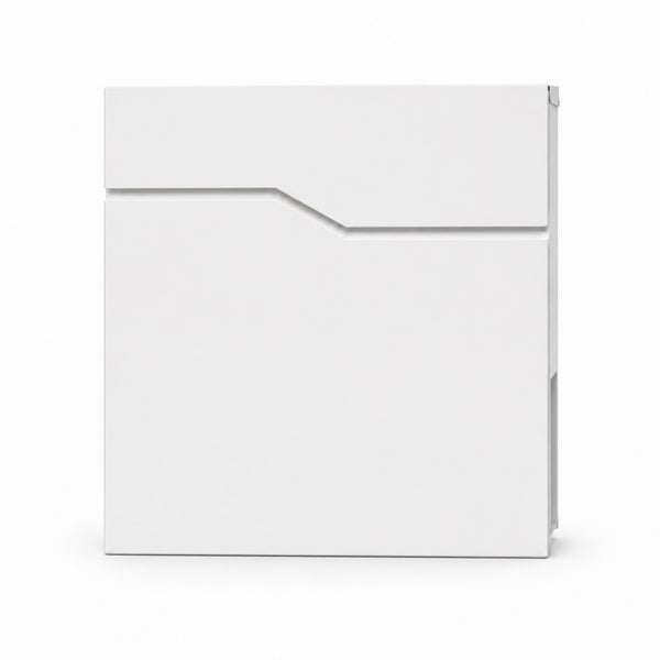 Moderner Briefkasten aus Metall mit schlichtem Design und Einwurfklappe.