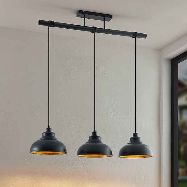 Lindby Pendelleuchte Emna (Retro, Vintage Antik) in Schwarz aus Metall (3 flammig E27) - Deckenlampe Esstischlampe Hängelampe Hängeleuchte Wohnzimmerleuchte