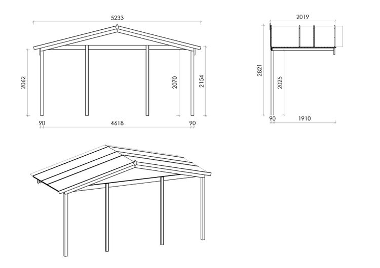 Überdachung für Veranden, Terrassen und Gartenhäuschen - 5x2m