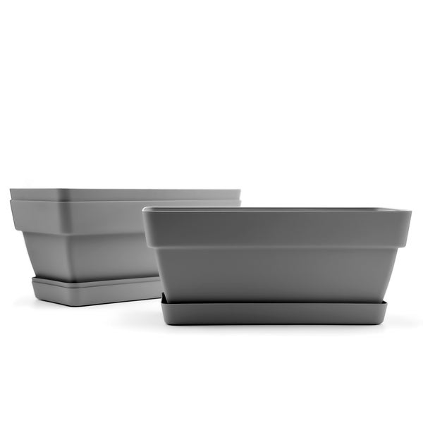 BigDean 3 Stück Blumenkasten 39 cm aus bruchfestem Kunststoff in Anthrazit – Balkon Pflanzkasten für innen & außen geeignet – Made in Europe