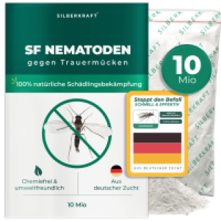 Silberkraft SF Nematoden gegen Trauermücken für 10 Millionen Nematoden zur natürlichen Schädlingsbekämpfung in der 10 Millionen Einheiten Packung