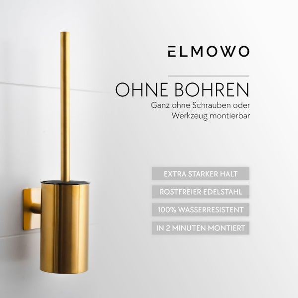 Wandmontierte Toilettenbürstengarnitur aus Edelstahl ohne Bohren mit Klebebefestigung von Elmowo