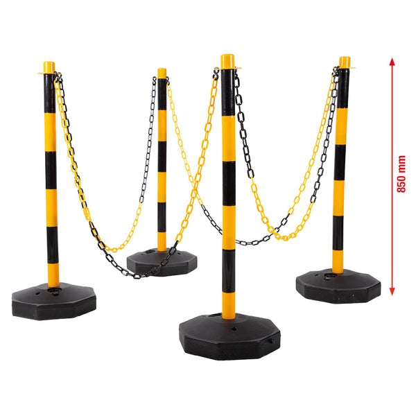 Absperrpfosten mit Ketten, 850 mm hoch