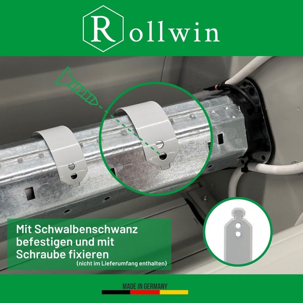 Rollwin 10x Rolladen Aufhängefeder MINI - 15 cm Rolladenhalterungen Mini Rolladenaufhängung Stahlfeder Befestigungsfeder Stahlbandaufhänger Rolladen Federn Aufhängung Mini Aufhänger für Rolladen