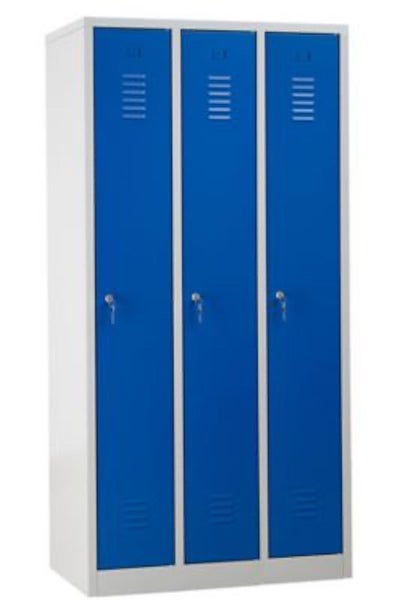 PROREGAL Garderobenspind Camel 3-Fächer HxBxT 180 x 90 x 50 cm Zylinderschloss Grau-Blau