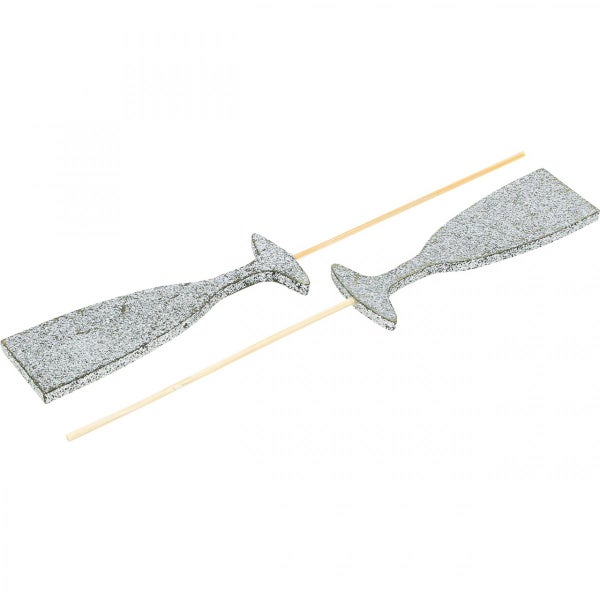 Dekorative Champagnerglasstecker mit Holzstäben
