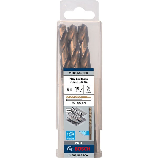 Bosch PRO Stainless Steel HSS-Co Spiralbohrer 10,5 x 87 x 133 mm - 2608585900