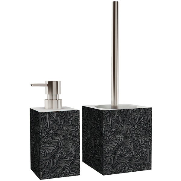 Badezimmer Set Seifenspender + WC-Bürste Floral