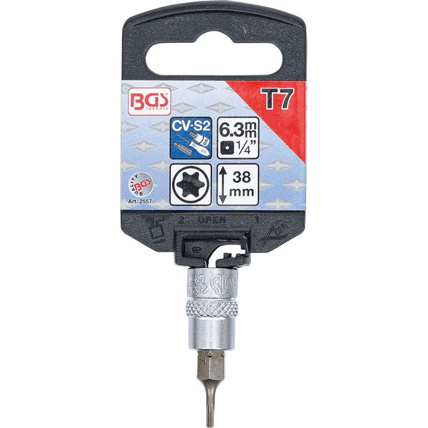 BGS Bit-Einsatz Antrieb Innenvierkant 6,3 mm (1/4) T-Profil (für Torx) T7 - 2557