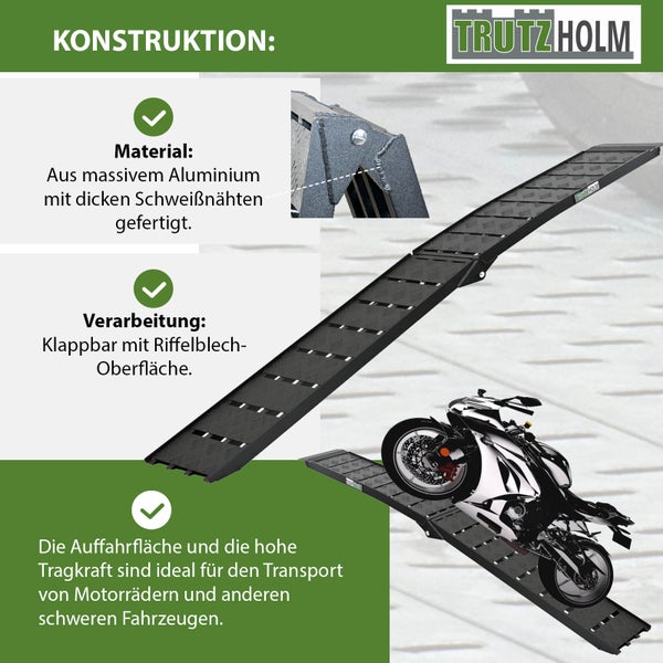 Aluminium Motorradrampe klappbar mit Riffelblechoberfläche