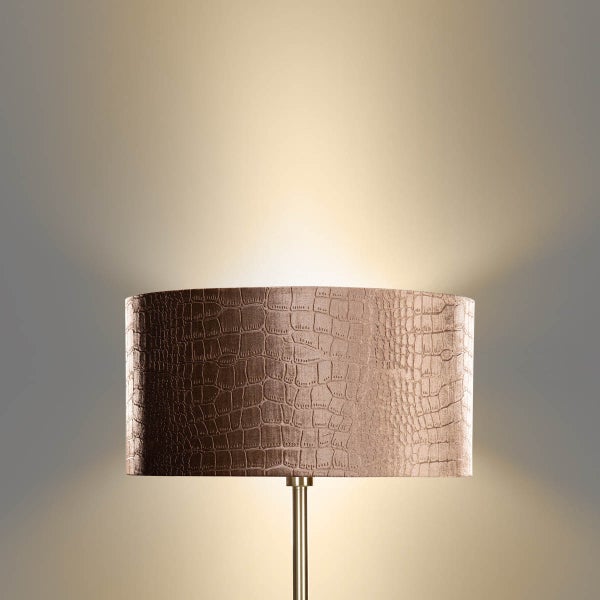 Stehlampe mit Schirm im Krokodilleder-Look