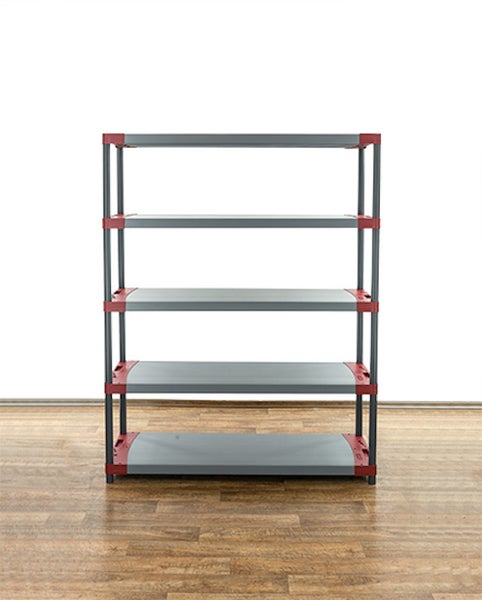 PROREGAL Kunststoffregal Grey Bear Tall HxBxT 180 x 140 x 46 cm Fachlast 70 kg Grau/Rot