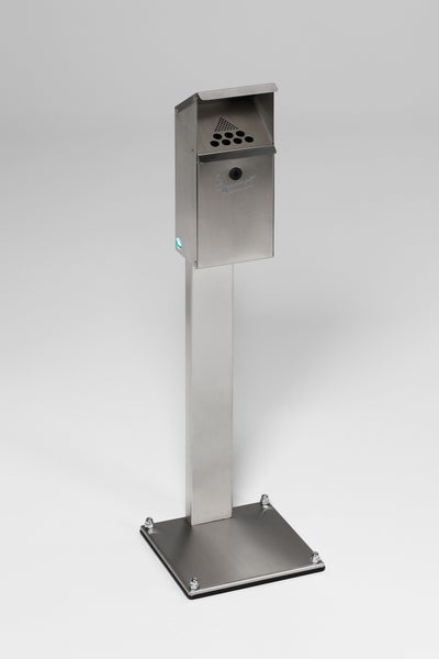 PROREGAL Großvolumiger Ascher Mit Schutzdach Mit Standfuß HxBxT 109 x 31 x 31 cm Edelstahl