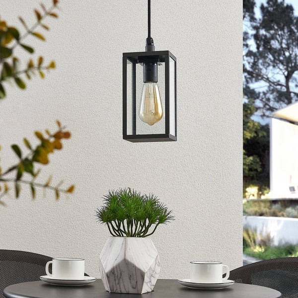 Lindby Außenleuchte Filimon (spritzwassergeschützt (Modern) in Schwarz aus Aluminium (1 flammig, E27) - Pendelleuchte außen