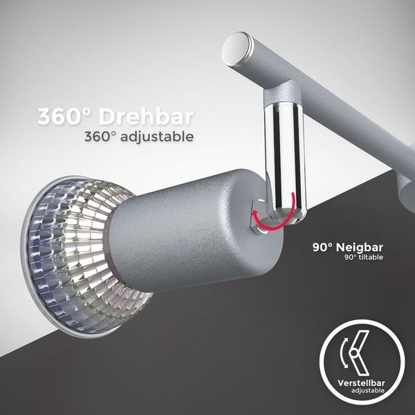 Deckenstrahler - 15W, 1200lm, LED, schwenkbar, GU10, neutralweiß, silberfarbig