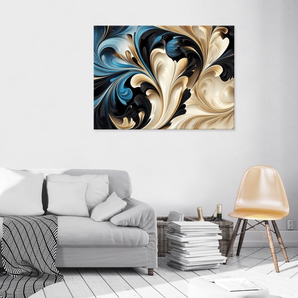 Leinwandbild Abstrakt beige Bilder Modern Wandbild Wohnzimmer 100X70 cm