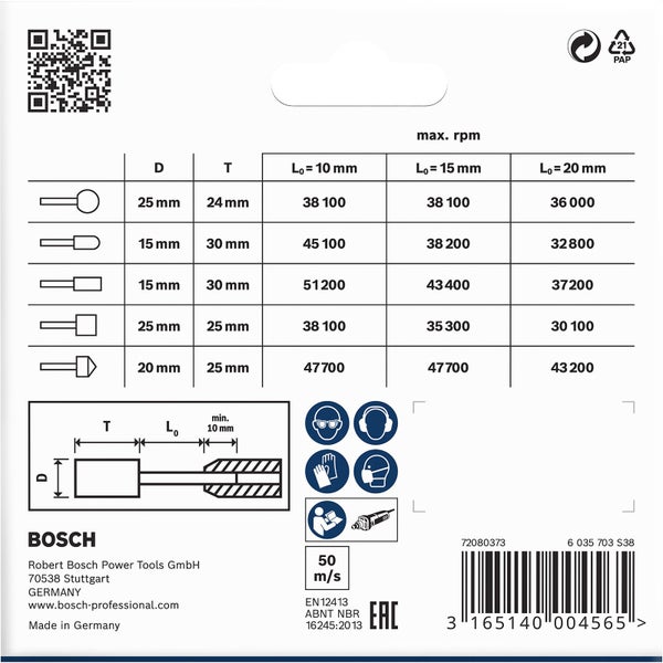 Bosch PRO Steel Schleifstiftset 25 x 24; 15 x 30; 15 x 30; 25 x 25; 20 x 25 mm G60; G60; G60; G60; G60 5-tlg. - 1609200286