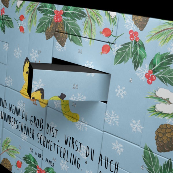 Mr. & Mrs. Panda Befüllbarer Adventskalender Raupe Schmetterling - Blau Pastell