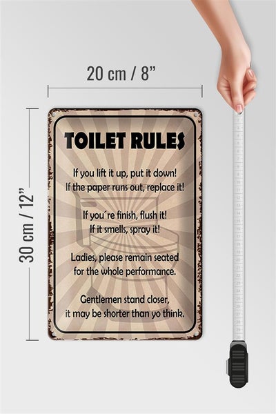 Blechschild Spruch 20x30cm toilet rules if you lift it up