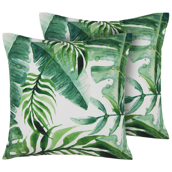 Gartenkissen 2er Set PAVELLI Pflanzenmuster 45 x 45 cm Grün