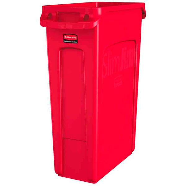 PROREGAL Rubbermaid Slim Jim Mülleimer Mit Belüftungskanälen 87 Liter HxBxT 76,2 x 28 x 56 cm Rot