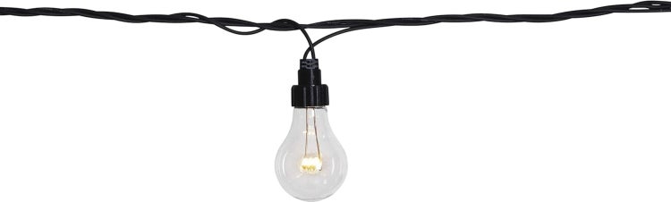 Glühbirnen-Lichterkette mit schwarzem Kabel