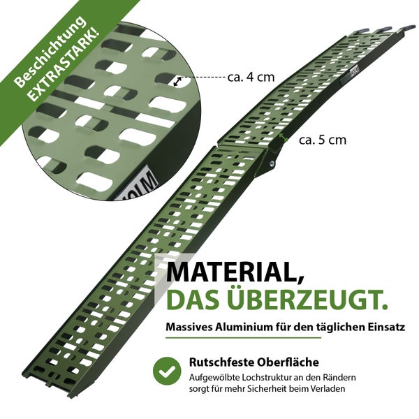 Trutzholm Auffahrrampe aus massivem Aluminium mit gelochter, rutschfester Oberfläche und extra starker Beschichtung.