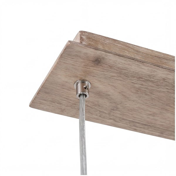 Deckenbaldachin aus Holz mit Metallhalterung für eine Pendelleuchte.