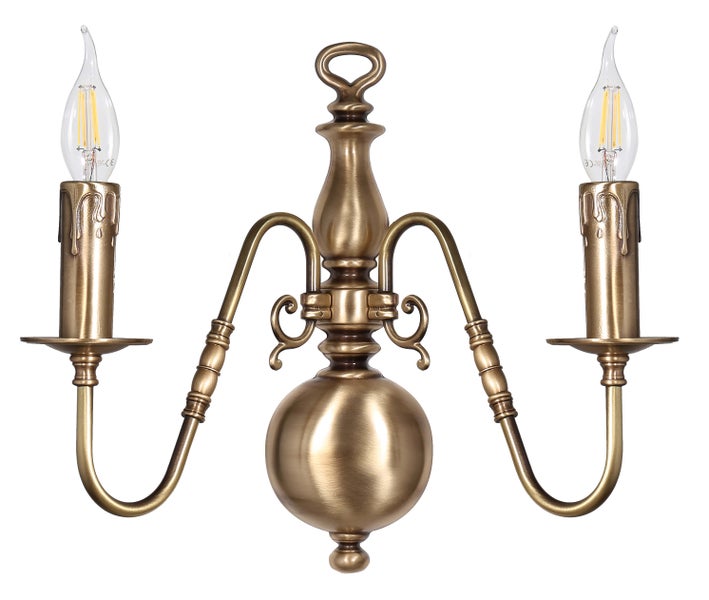 Wandleuchte im antiken Stil mit zwei Leuchtenarmen und LED-Lampen