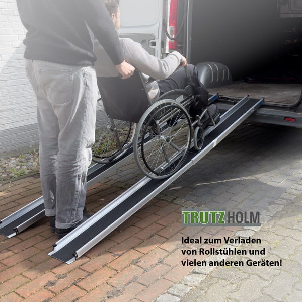 TRUTZHOLM 2 x Teleskoprampe 135 - 244 cm Traglast 272 kg Alu Rollstuhlrampe Antirutsch beschichtet m.Tasche