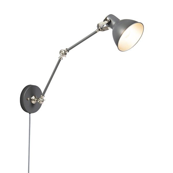 Industrielle Wandleuchte grau verstellbar - Dazzle