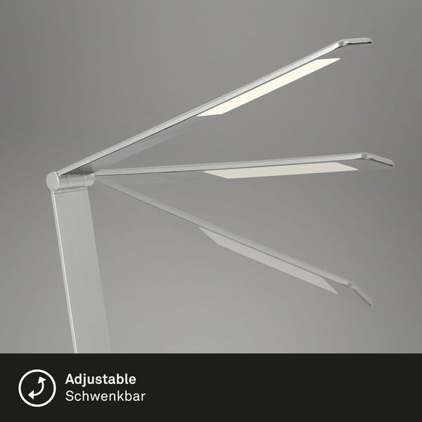 Briloner Leuchten ? LED Tischlampe verstellbar, Tischleuchte LED schwenkbar, Schreibtischlampe Touch, Farbtemperatur einstellbar, Dimmbar, Silberfarbig