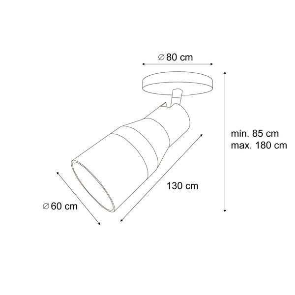 Technische Zeichnung einer Wandleuchte mit Maßangaben