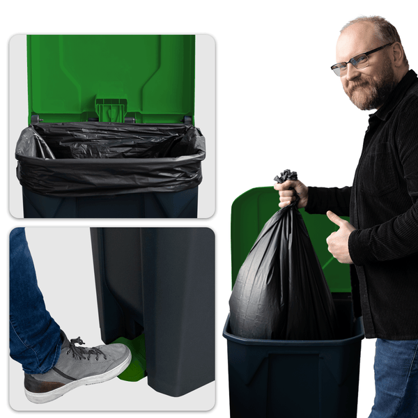 FLOORDIREKT Mülleimer Olaf Step-On Abfalleimer Tretmülleimer Universal Grün 50 Liter