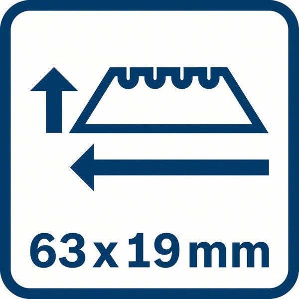 Symbol für die Abmessungen 63 x 19 Millimeter