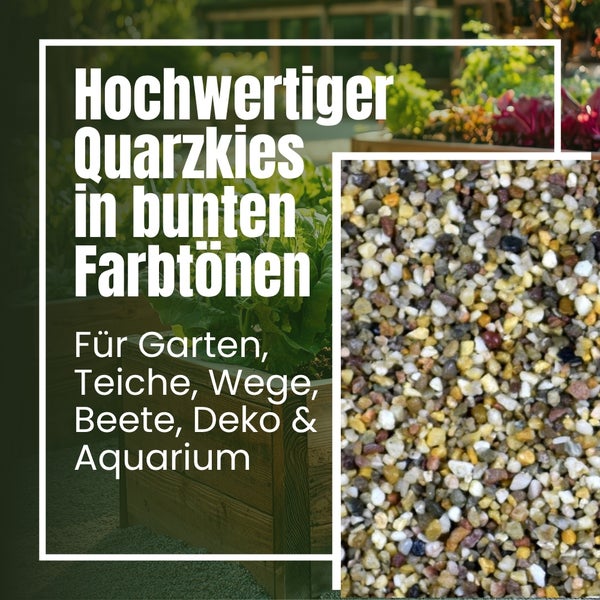 Quarzkies in verschiedenen Farbtönen für Garten, Teiche, Wege, Beete, Dekoration und Aquarium