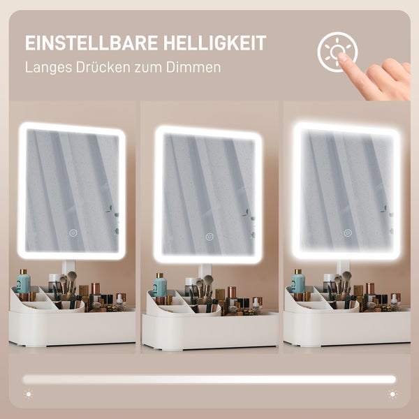 Schminkspiegel mit LED-Beleuchtung und Organizer