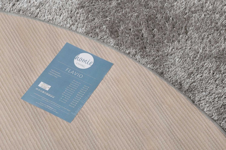 Teppich Rund Hellgrau Hochflor  Flavio Homie Living 200 cm rund