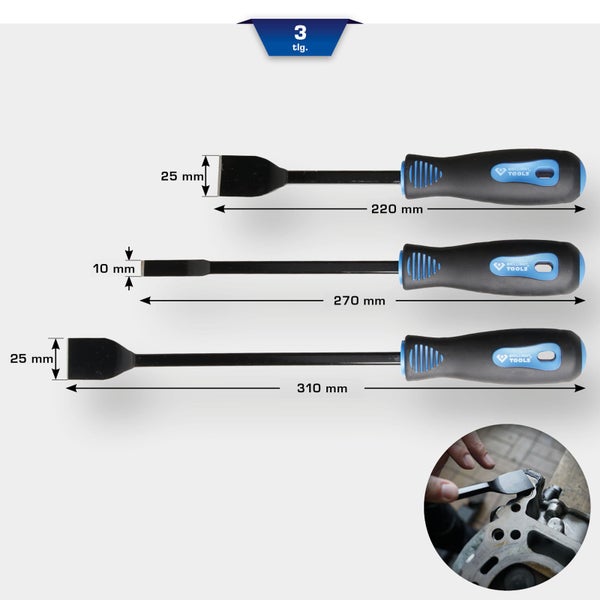 Brilliant Tools Schaber-Satz, 3-teilig, mit verschiedenen Klingengrößen und ergonomischen Griffen